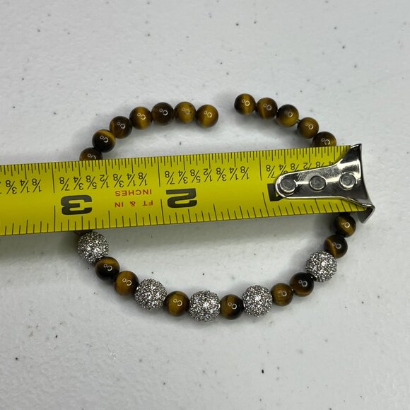 Tigers Eye & Rhinestone Beaded Stretch Bracelet - Picture 6 of 9